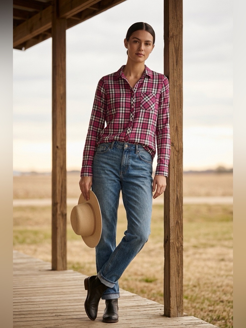 American Eagle Women's Button Down Plaid Shirt Size S